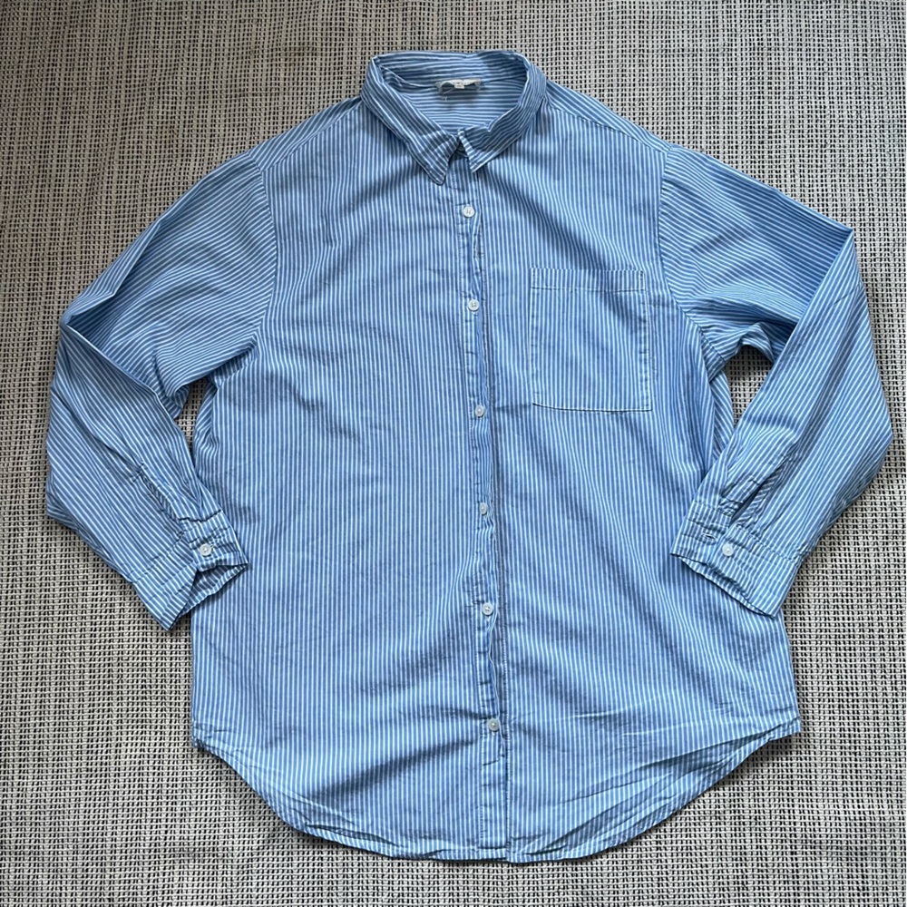 ULTRA FLIRT Light Blue Striped Button Down Shirt Size XL